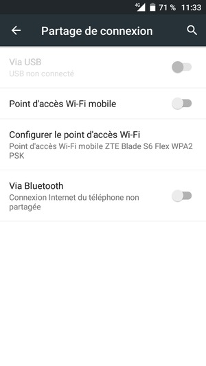 Activer le Point d'accès Wi-Fi mobile