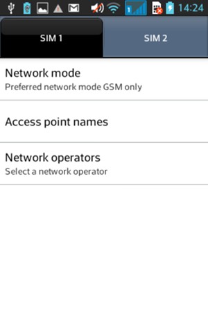 Select the SIM card and select Network operators
