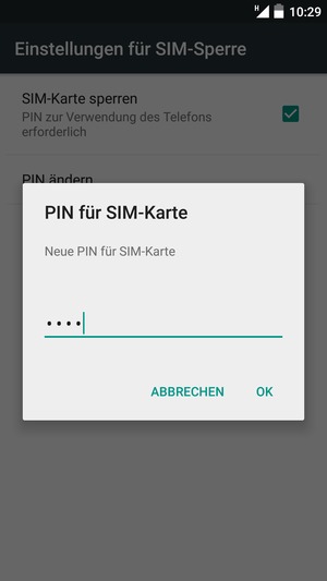 Geben Sie Ihre :Neue PIN für SIM-Karte ein und wählen Sie OK