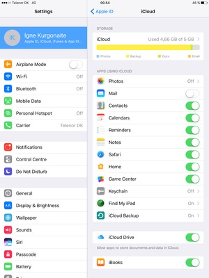 Select the services you would like to back up and select iCloud Backup