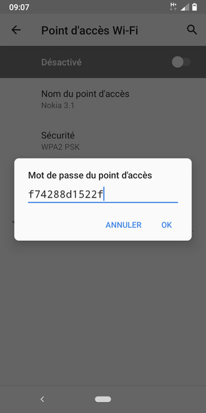 Saisissez un mot de passe de hotspot Wi-Fi d'au moins 8 caractères et sélectionnez OK