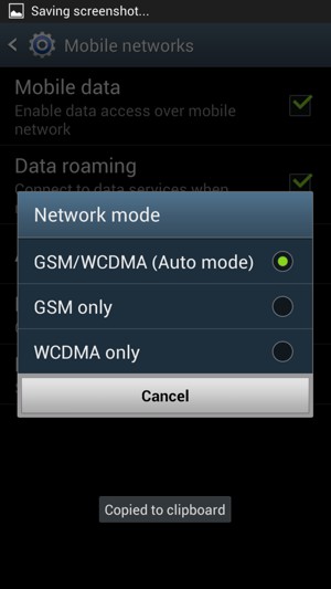 Select GSM only to enable 2G and GSM/WCDMA to enable 3G