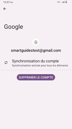 Sélectionnez Synchronisation du compte