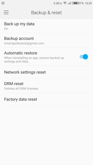 Return to the Backup & reset menu and select Backup account
