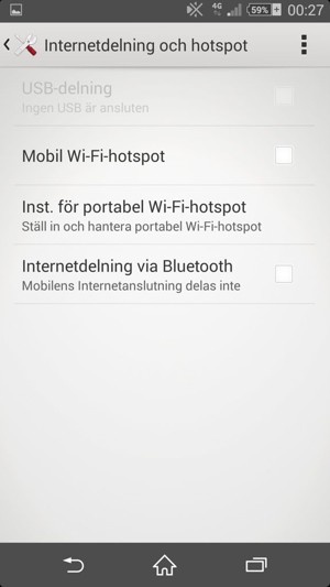 Välj Inst. för portabel Wi-Fi-hotspot