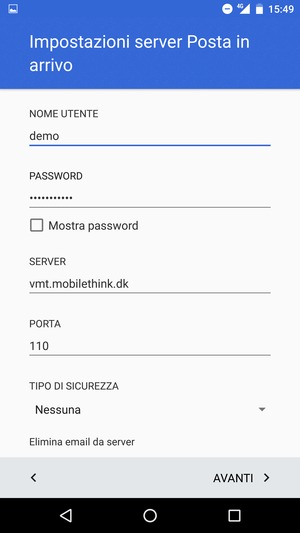 Seleziona  TIPO DI SICUREZZA