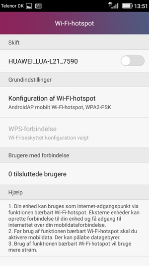 Vælg Konfiguration af Wi-Fi-hotspot