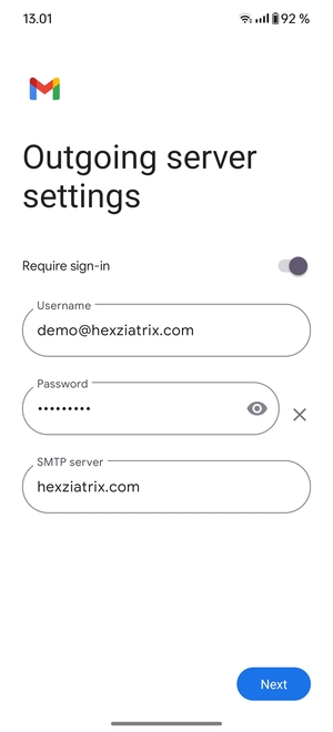Enter Outgoing server address and select Next