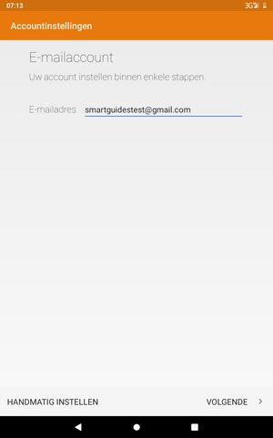 Voer uw e-mailadres in en selecteer HANDMATIG INSTELLEN