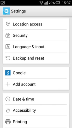 Return to the Settings menu and select Google