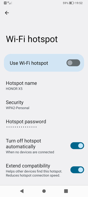 Select Hotspot password