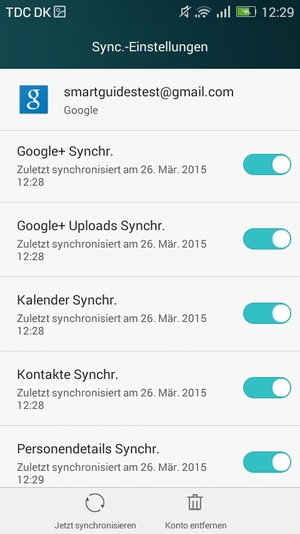 Wählen Sie Jetzt synchronisieren