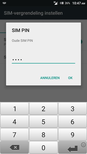 Voer uw Oude SIM PIN in en selecteer OK