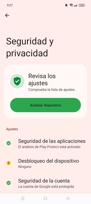 Para activar su bloqueo de pantalla, vaya al menú Seguridad y privacidad y seleccione Desbloqueo del dispositivo