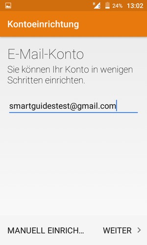 Geben Sie Ihre Gmail oder Hotmail Adresse ein und wählen Sie WEITER