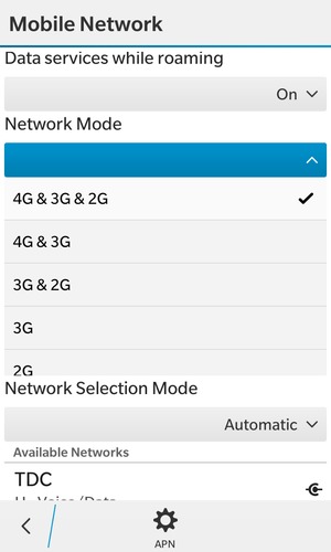 Select 3G & 2G to enable 3G and select 4G & 3G to enable 4G