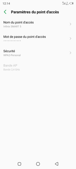 Sélectionnez Mot de passe du point d'accès
