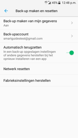 Selecteer Back-upaccount