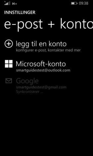 Dine kontakter fra Google vil synkroniseres til din Lumia