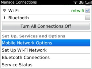 Select Mobile Network Options