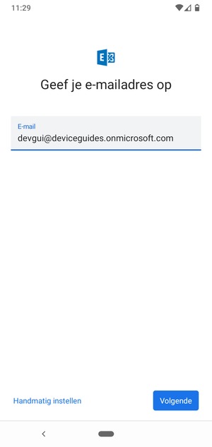 Voer uw e-mailadres in en selecteer Handmatig instellen