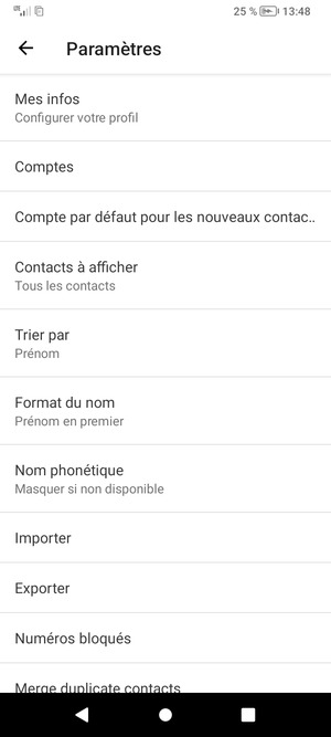 Vos contacts vont être enregistrés sur votre compte Google et dans votre téléphone lors de la prochaine synchronisation de Google.