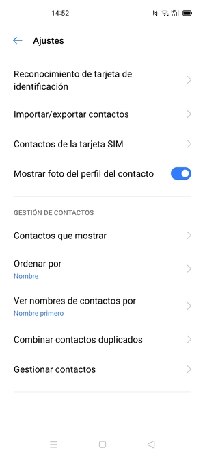 Seleccione Contactos de la tarjeta SIM
