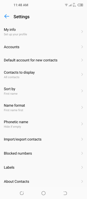 Scroll to and select Import/export contacts