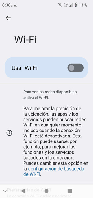 Seleccione Usar Wi-Fi