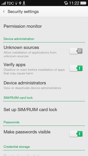 To change the PIN for the SIM card, return to the Security settings menu and select Set up SIM/RUIM card lock
