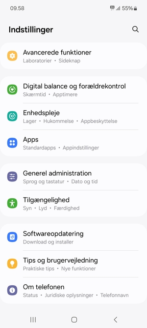 Scroll til og vælg Softwareopdatering