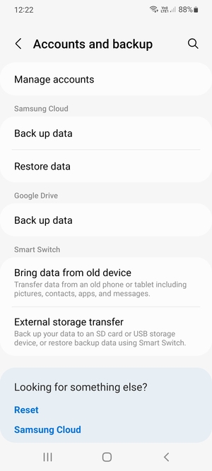 Scroll to Google Drive and select Back up data
