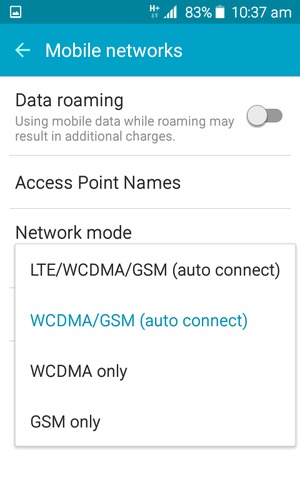 Select GSM only to enable 2G and select WCDMA/GSM (auto connect) to enable 3G