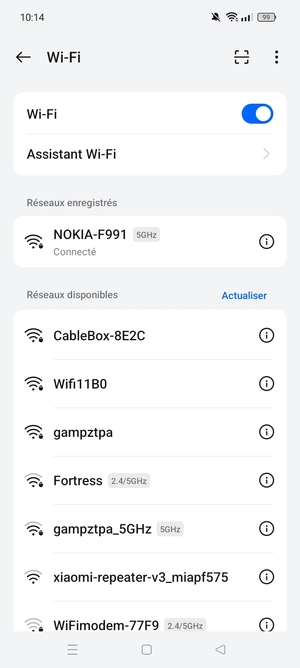 Vous êtes maintenant connecté au réseau Wi-Fi