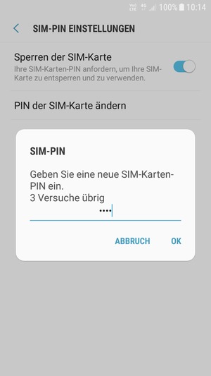 Geben Sie Ihre Neue SIM-Karten-PIN ein und wählen Sie OK