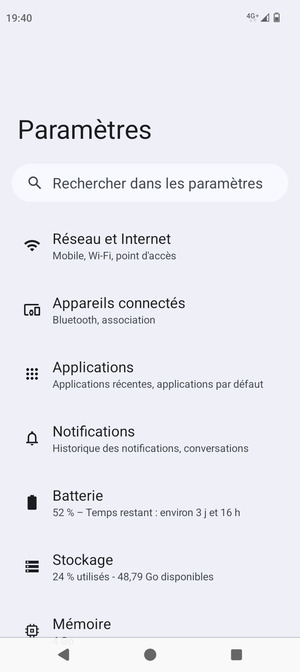 Sélectionnez Réseau et Internet