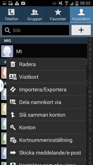 Välj Importera/Exportera