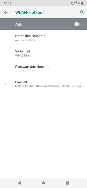 Wählen Sie Passwort des Hotspots