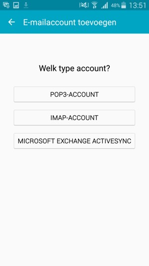 Selecteer POP3-ACCOUNT of IMAP-ACCOUNT