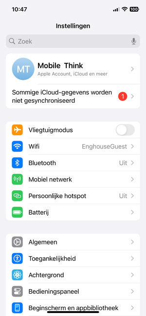 Selecteer Apple Account, iCloud en meer