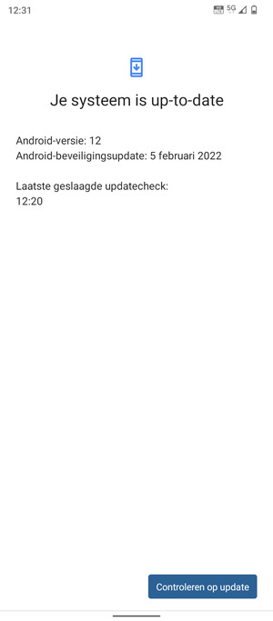Als uw telefoon up-to-date is, zult u het volgende scherm zien