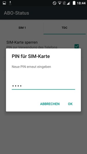 Bestätigen Sie Ihre neue PIN für SIM-Karte und wählen Sie OK