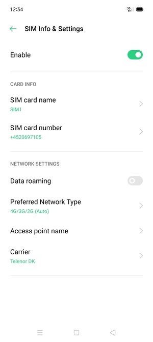 Select Access point name