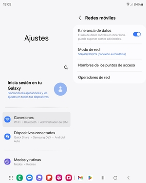 Activar o desactivar Itinérancia de datos