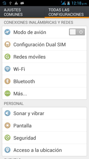 Seleccione Configuración Dual SIM