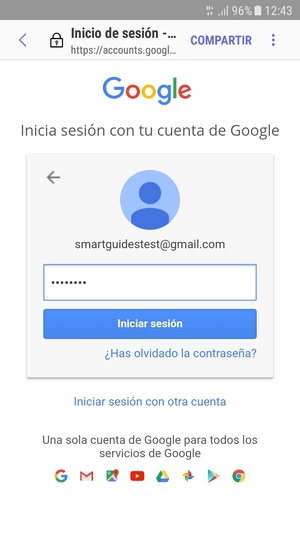 Introduzca su contraseña de Gmail y seleccione Iniciar sesión