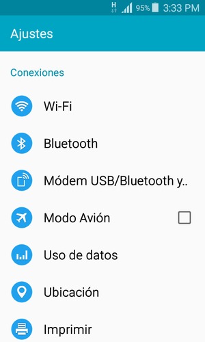 Seleccione Módem USB/Bluetooth y..