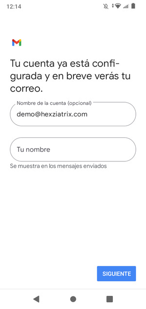 Déle a su cuenta un nombre y escriba su nombre. Seleccione SIGUENTE