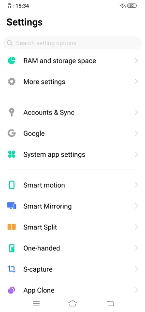 Scroll to and select System app settings
