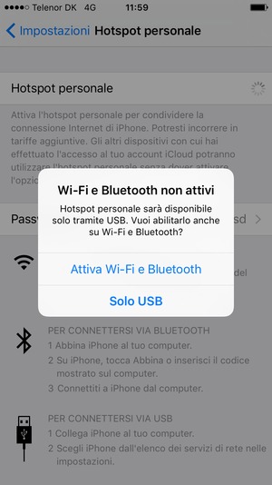 Seleziona Attiva Wi-Fi e Bluetooth